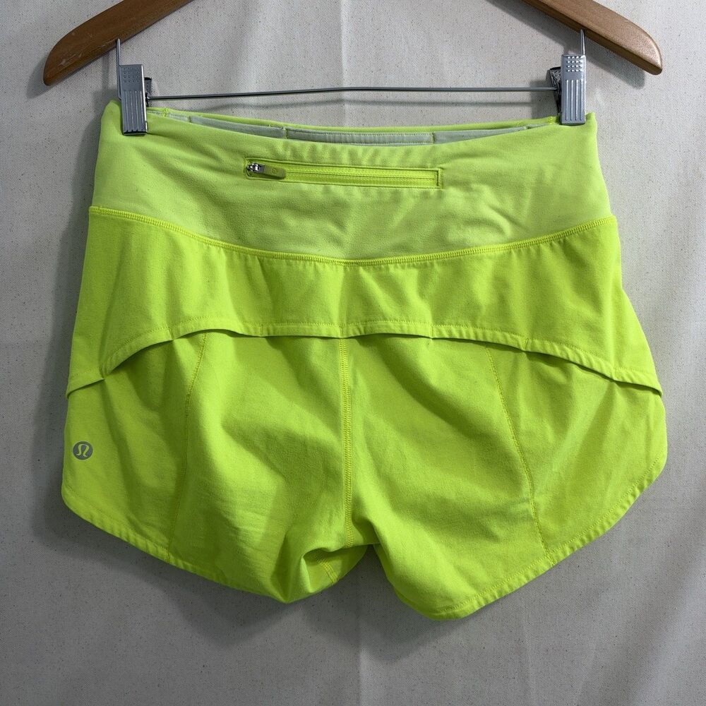 Lululemon Speed Up Shorts 4” Women’s Size 4 Neon Yellow Green Running Mid Rise